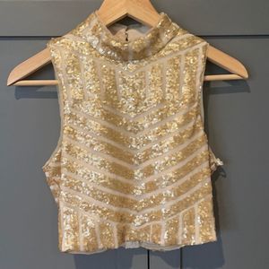 Social code size 3 gold sequinned crop top
